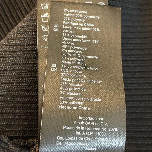 Sandro Laurana Black Ribbed Knit Ruffled Mesh Trimmed Mini Dress US Size 6 EU 38 - Picture 11 of 11